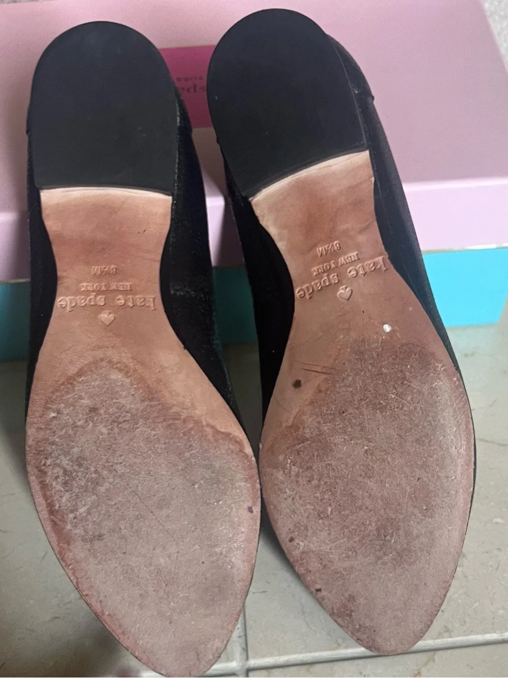 kate spade Black Rounded-Toe Leather Flats